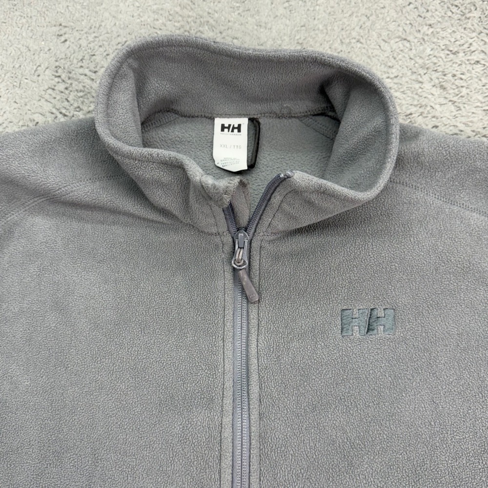 Helly Hansen Fleece Jacket Mens XXL Gray‎ Full Zip Mock Neck Outdoor Layer